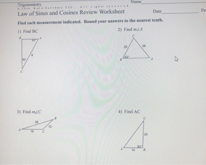 Law of sines and law of cosines quiz review