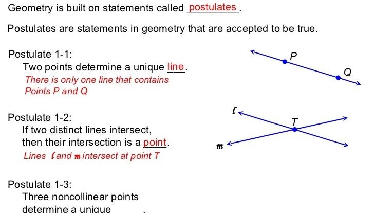 Geometry postulates and theorems list with pictures